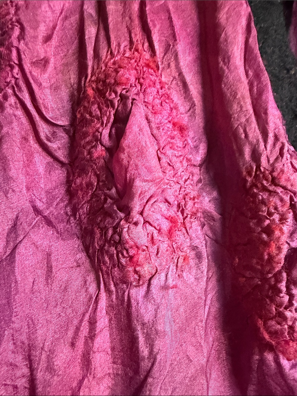 Hand Crafted Pink & Black Hooded Draped Cape 100%Painting silk and 100%wool - Picture 6 of 12